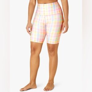 Beyond Yoga Pastel Gingham High Waisted Biker Shorts